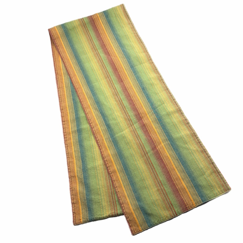 Multicolor Striped Woven Cotton Table Runner 68x13.5 Rustic Boho Southwestern